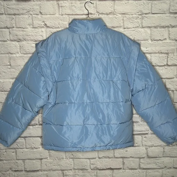 NWT WEWOREWHAT Snap Off Sleeve Puffer Jacket in Blue Bell - Picture 7 of 16